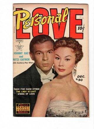 Personal Love 30,  Dec 1954 Fine - 5.  5,  Photo Cover,  Johnny Ray & Mitzi Gaynor.
