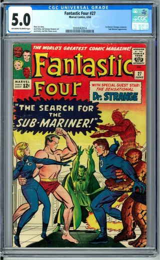 Fantastic Four 27 Cgc 5.  0 (ow - W) 1st Doctor Strange Crossover