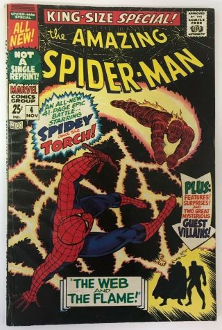 The Spider - Man Annual 4 Marvel Comics 1967 Vg,
