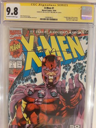 X - Men 1 (cgc 9.  8) 1991 Signed By Jim Lee & Scott Williams Magneto Cover