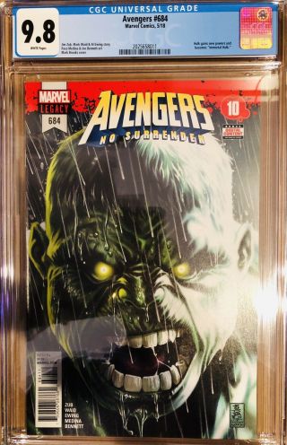 Avengers 684 Cgc 9.  8,  1st Full Immortal Hulk Appearance,  Nm/mt,  Marvel Key