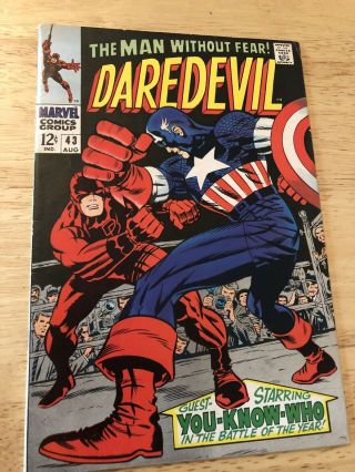 Daredevil 43 1st Print,  Vg,  Aug 1968,  Marvel Comics,  Jack Kirby Cover