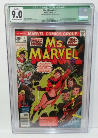 Ms.  Marvel 1 Cgc 9.  0 Qualified Vf / Nm Key 1st Carol Danvers As Ms.  Marvel