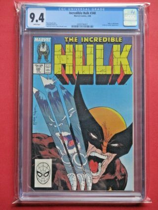Incredible Hulk 340 - Cgc 9.  4 - Classic Wolverine Cover By Mcfarlane
