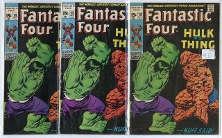 Fantastic Four 112 (6 Copies) Avg.  Vg 4.  0 Classic Thing Vs.  Hulk Cover 1971