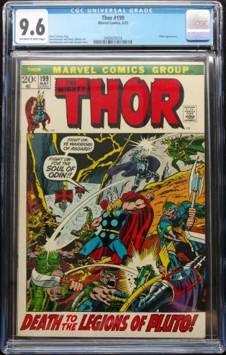 Mighty Thor 199 Cgc 9.  6 Wow Odin Dead Both Hela,  Pluto Fight For His Soul 1972