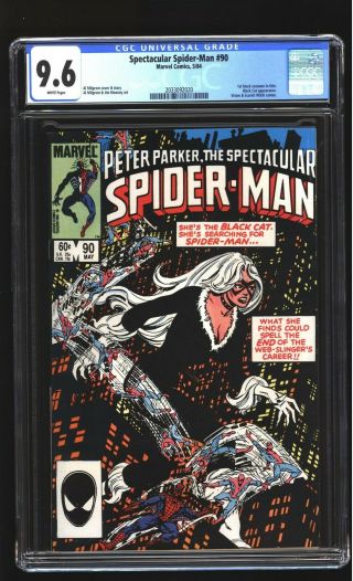 Spectacular Spider - Man 90 Cgc 9.  6 Nm,  1st Black Costume Black Cat Marvel 1984