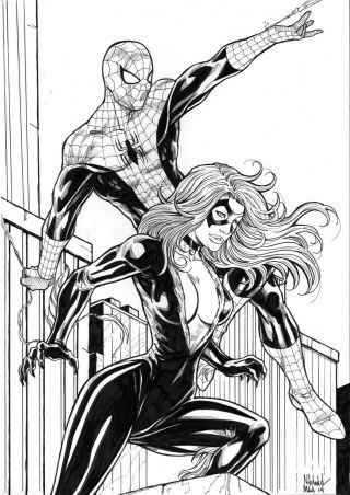 Black Cat,  Spider - Man (11 " X17 ") By Natanael Maia - Ed Benes Studio