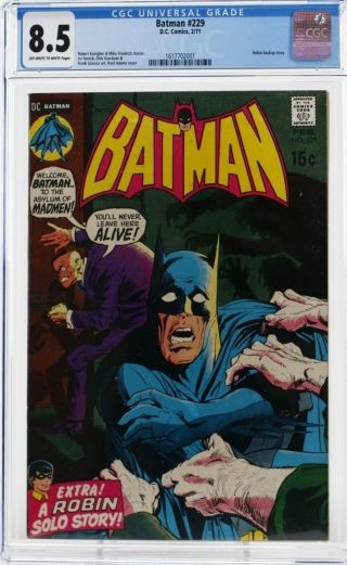 Dc Batman 229 Comic Book Cgc 8.  5 Robin Back Up Story Neal Adams Cover Art