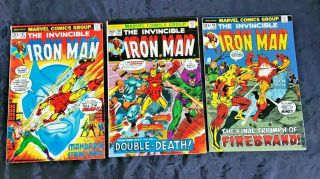 Sharp 1973 Marvel Invincible Iron Man 3 Comic Book 57 58 59 1st Mandarin Kahn