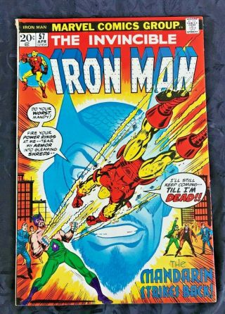 Sharp 1973 Marvel Invincible Iron Man 3 Comic Book 57 58 59 1st Mandarin Kahn 2
