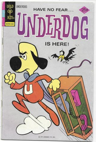Underdog 1 1975 Vg,  Gold Key Comics Bag/board