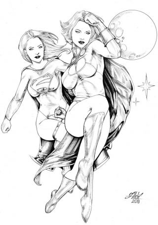 Kara And Power Girl (11 " X17 ") By Aldir - Ed Benes Studio