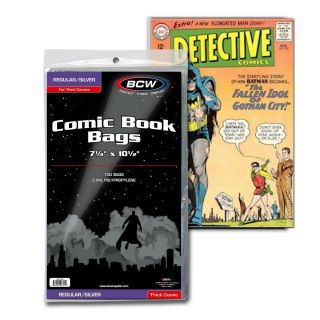 100 Bcw Regular / Silver For Thick Comic Book Poly Bags 2 Mil Protectors Annuals