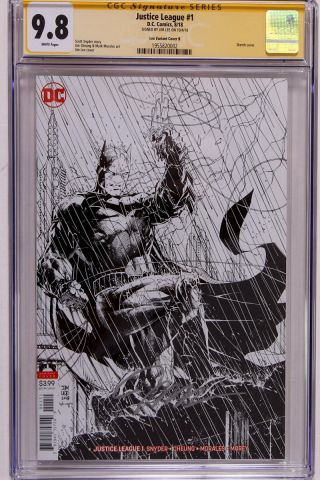 Justice League 1 Cover B Dc Comics Signed By Jim Lee Cgc 9.  8
