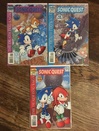 Sonic The Hedgehog Quest " The Death Egg Saga " (3) Comic Set 1 - 3 Archie 1996