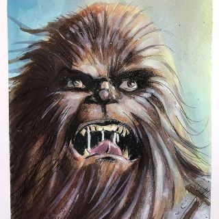 Chewbacca Art By Michael S Bergland Star Wars Painted Fine Artwork