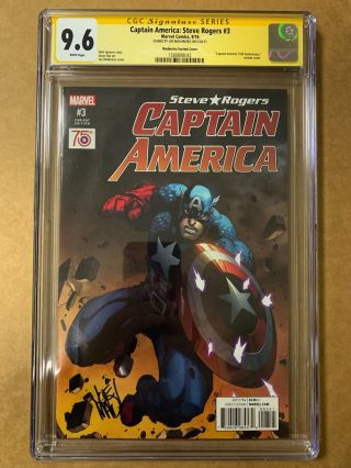 Captain America Steve Rogers 3 Marvel Signed Joe Madureira Variant Cgc 9.  6