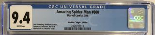 The SPIDER - MAN 800 Moebius 1:100 Virgin Variant CGC 9.  4 Marvel Comic 2