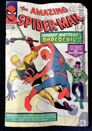 The Spider - Man.  16.  Sept 1964.  (“spidey Battles Daredevil ”) Marvel.