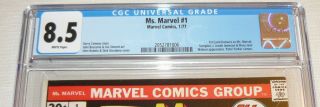 Ms MARVEL 1 CGC 8.  5 VF,  WHITE Pages 1977 - 1st Carol Danvers as Ms Marvel 2