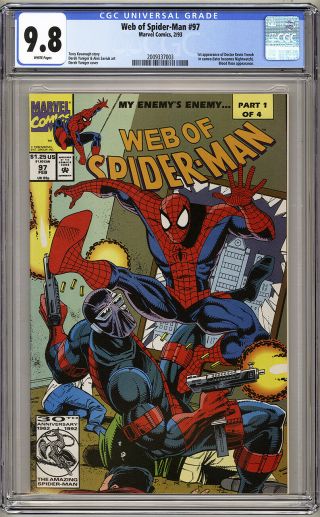 Web Of Spider - Man 97 Cgc 9.  8 Nm/mt 1st Cameo Kevin Trench Nightwatch Movie