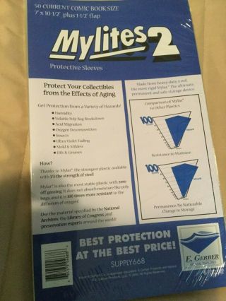 Pack Of 50 Mylar2 Current Comic Book Bags & 700m2
