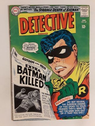 Detective Comics 347 (vg 4.  0) 1966 " The Strange Death Of Batman " Robin App