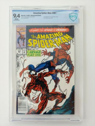 Cbcs 9.  4 Spider - Man 361 Newsstand 1st Appearance Of Carnage 