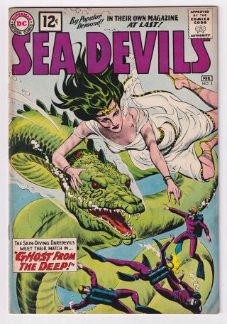Sea Devils 3 (1962 Dc) Classic Russ Heath Gga Grey - Tone C/a;nice Vf 8.  0