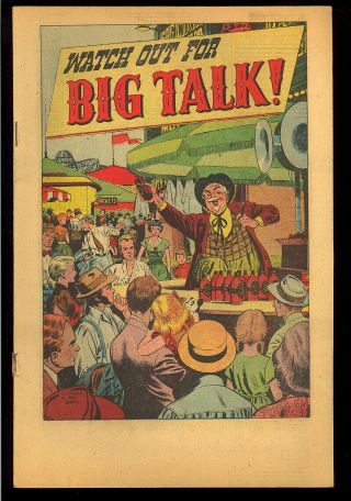 Watch Out For Big Talk Nn Anti - Socialism Giveaway Political Comic 1950 Vg,