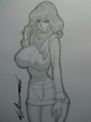Daphne Scooby Doo Girl Sexy Busty Sketch Pinup - Daikon Art
