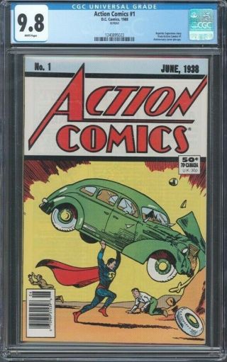 1988 Action Comics 1 Reprint Cgc 9.  8 Rare Direct Sales Edition Very Rare Issue