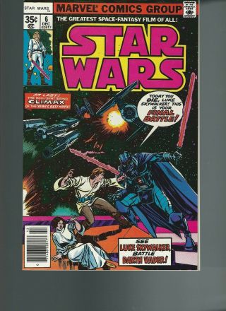 Star Wars 6 (marvel 1977) Nm 9.  2 35 Cent Edition Darth Vader Battle