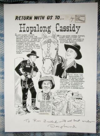 Orig Don Sherwood " Return With Us To " Hopalong Cassidy Comic Art In Ink 13x18 "
