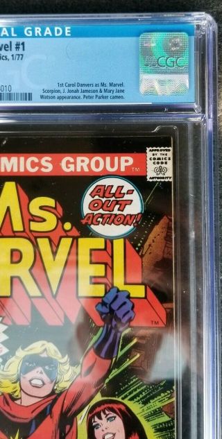 Ms Marvel 1 CGC 8.  5 from Jan 1977 1st Carol Danvers as Ms Marvel Key Origin  2