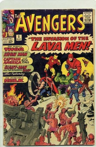 Avengers 5 (1964) Gd / Vg Captain America Thor Hulk Iron Man Giant - Man & Wasp