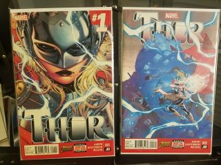 Thor (2014) 1 And 2 Vf - Nm - Jane Foster As Thor Marvel Comic Books Bag Boarded
