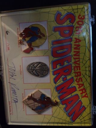 The Spiderman Signed 30th Anniversary 1992 Marvel Pin Set John Romita Sr