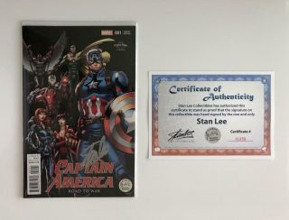 Captain America Road To War 1 Signed Stan Lee W/coa El Captain Theatre Variant