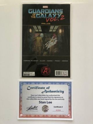 Guardians Of The Galaxy Vol.  2 Prelude Signed Stan Lee W/coa Photo Variant