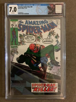 Spider - Man 90 Cgc 7.  0 White Pages Custom Label