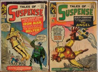 Tales Of Suspense 47 & 49 - 1st Melter - Iron Man Vs Angel - Marvel 1963 - 64