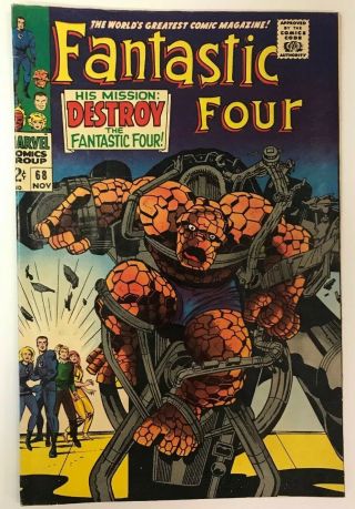 The Fantastic Four 68 Marvel Comics 1967 Jack Kirby Vg,  Stan Lee