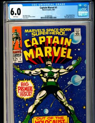 Captain Marvel 1 Cgc 6.  0 Marvel 1968.  Continues Marvel - Heroes 13