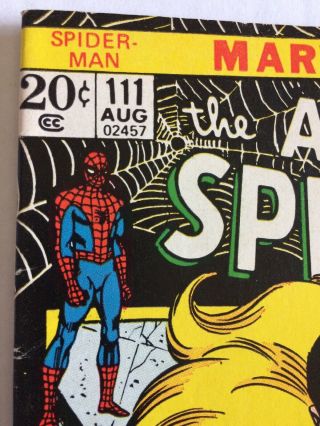 The Spider - Man 111 (August 1972,  Marvel Comics) Kraven The Hunter 2