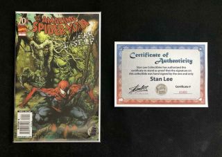 Spider - Man 1 Signed By Stan Lee W/coa 1 Fear It Self One Shot Man Thing