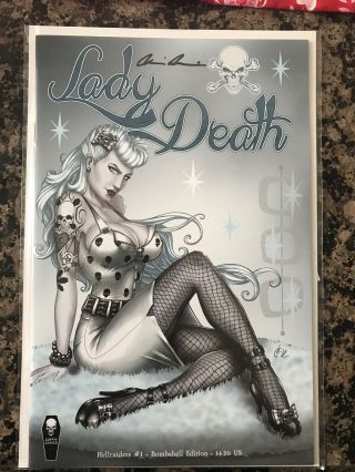 Lady Death Hellraiders 1 Bombshell Variant Cover By David Harrigan Signed Nm