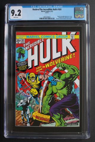Incredible Hulk 181 1st Logan Wolverine 2012 Hasbro Reprint Wendigo Cgc Nm - 9.  2