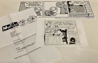 2 - Pc Marvin Comic Strip Artwork By Tom Armstrong With Letter